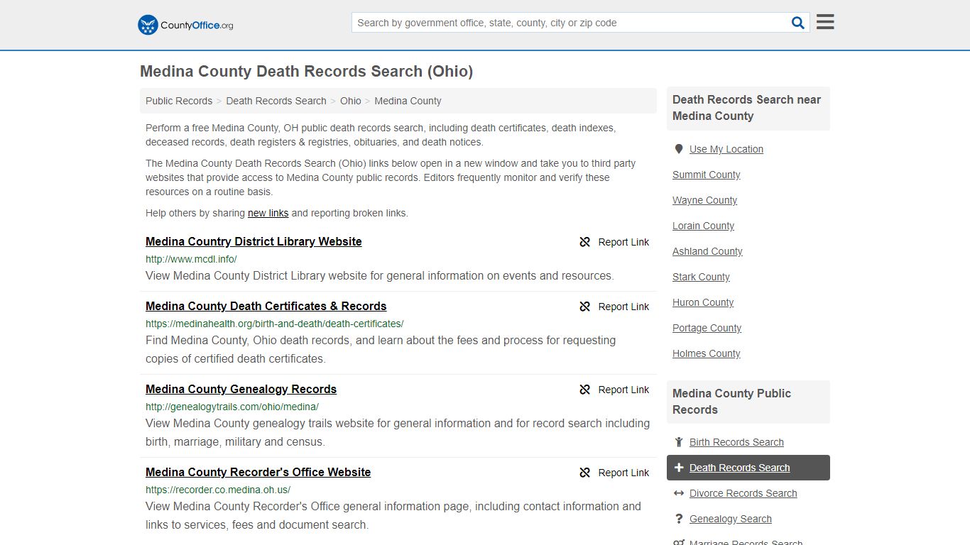 Death Records Search - Medina County, OH (Death ...
