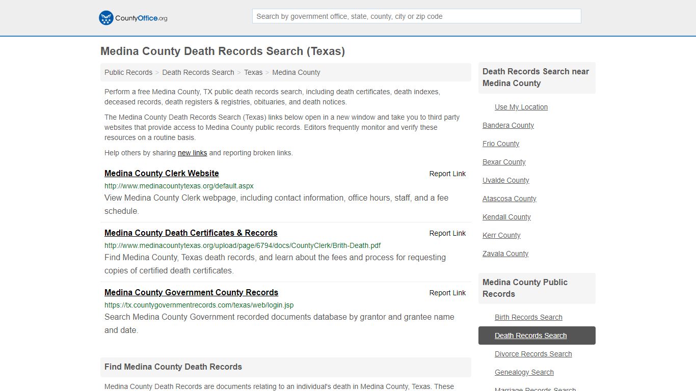 Death Records Search - Medina County, TX (Death ...