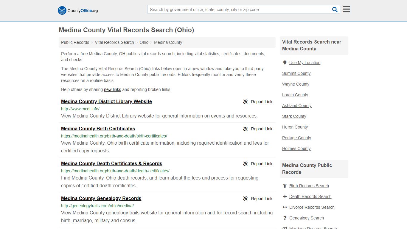 Vital Records Search - Medina County, OH (Birth, Death ...
