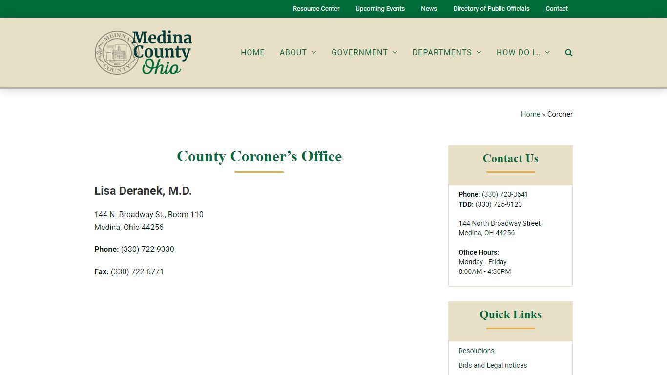 Coroner - Medina County, Ohio